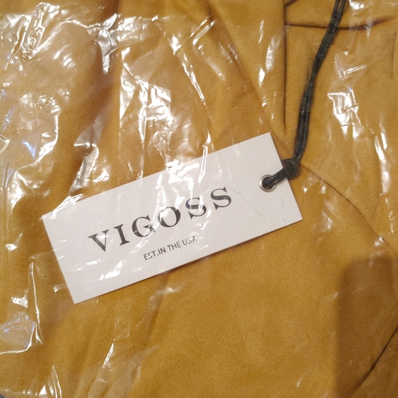 NWT Vigoss Mustard Faux Suede wrap Jacket size Small - Picture 4 of 5